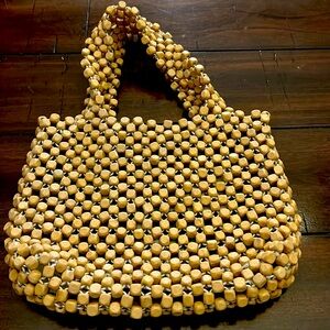 Wood beaded handbag